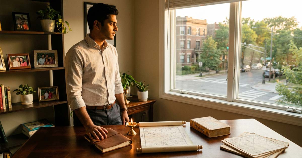 Vedic astrologer guiding client through birth chart for confident life decisions today